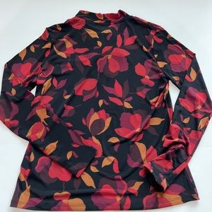 Tahari Long Sleeve Fall Colors Tie Neckline SZ M Stretchy